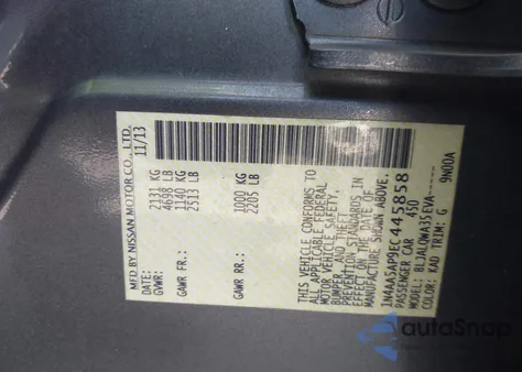 2014 Nissan Maxima 3.5 S from USA, damaged, VIN 1N4AA5AP9EC445858